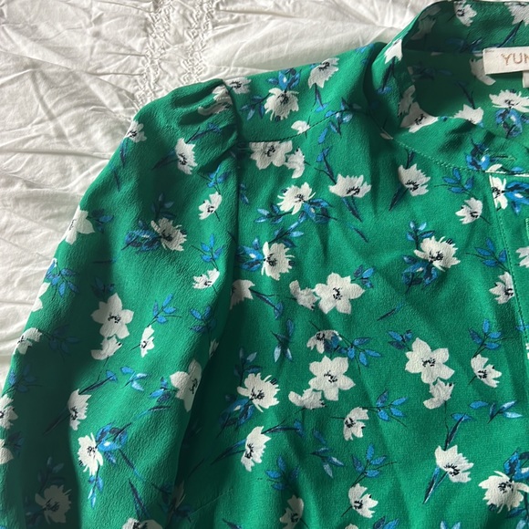 Yumi Kim Green Floral Silk Blouse - Picture 10 of 16